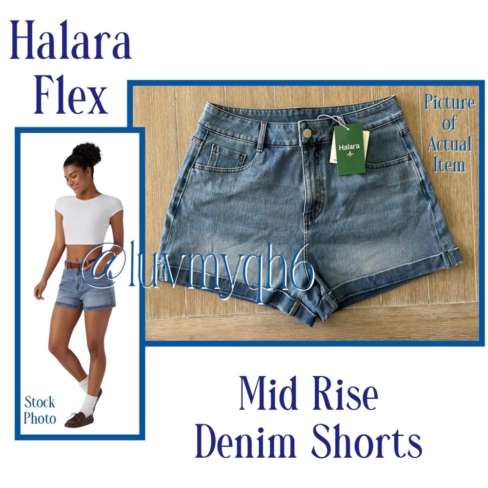 HALARA. Flex Mid Rise Denim Shorts